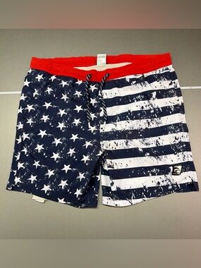 Laguna‎ Board Shorts Mens Size L Red White Blue Stars Stripes Patriotic Swim